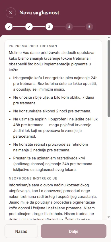 Priprema pred tretman i neophodne instrukcije