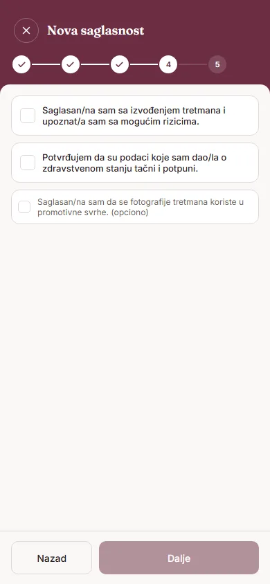 Polja za potvrdu saglasnosti